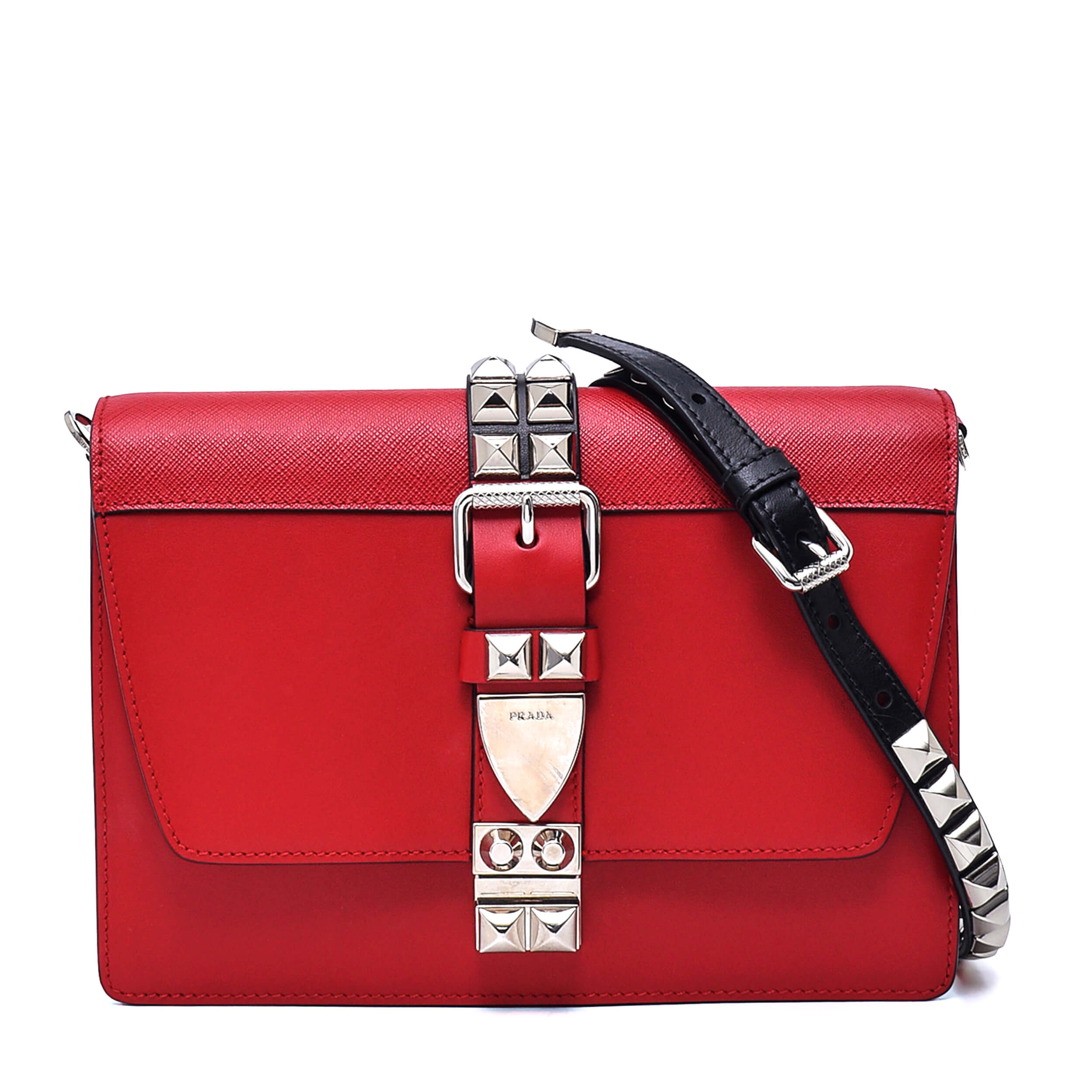 Prada - Red Calfskin Leather Elektra City Bag 